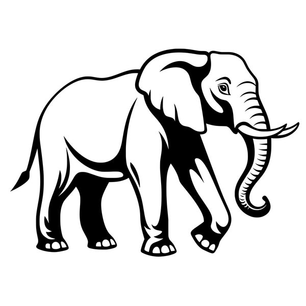 Éléphant SVG - African Safari animaux marchant éléphant Silhouette Clipart coupe fichier, téléchargement immédiat, utilisation commerciale, svg jpg png eps pdf