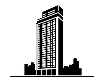 Bâtiment SVG - gratte-ciel ville horizon immeuble de bureaux Silhouette Clip Art couper fichier, téléchargement immédiat, usage commercial, svg png jpg eps pdf