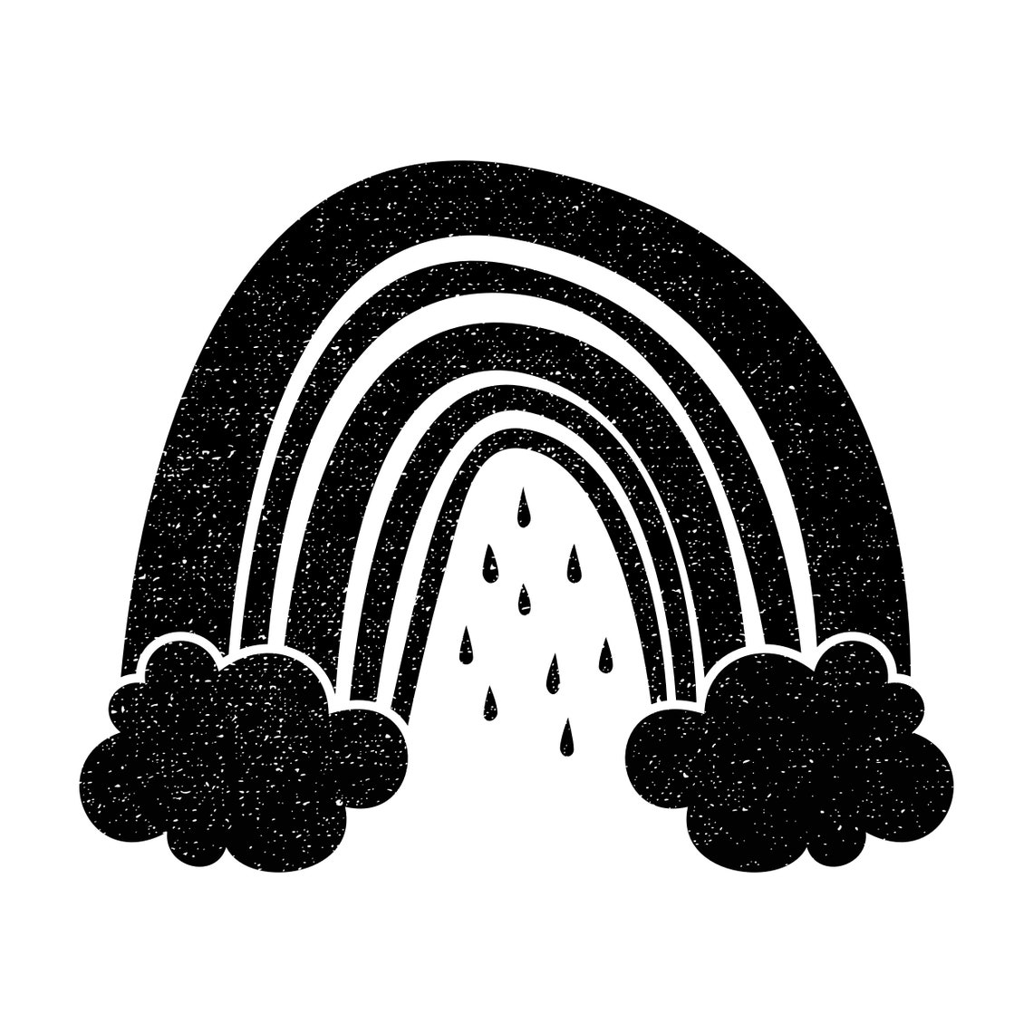 Textured Rainbow Clip Art Black White Rainbow SVG Rain Etsy