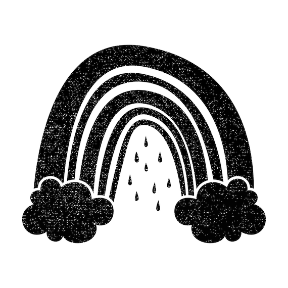 rainbow clipart for kids black and white