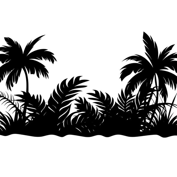 Jungle SVG - Tropical Flora Leaves imprimable Silhouette Clipart coupe fichier, téléchargement immédiat, utilisation commerciale, svg jpg png eps pdf