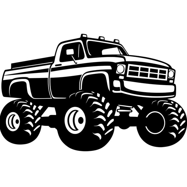 Monster Truck SVG - Offroad Oversize 4WD Truck Silhouette Clip Art Cut File, Instant Download, Commercial Use, svg png jpg eps pdf