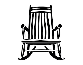 Mecedora SVG - Sillón mecedor de porche con asiento de madera. Imágenes prediseñadas imprimibles. Archivo de corte. Descarga instantánea. Uso comercial.