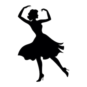 Dancing Woman SVG - Party Dancer Girl Dancing Silhouette Clip Art Cut File, Instant Download, Commercial Use, svg png jpg eps pdf