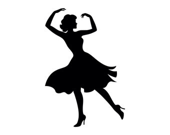Dancing Woman SVG - Party Dancer Girl Dancing Silhouette Clip Art Cut File, Instant Download, Commercial Use, svg png jpg eps pdf