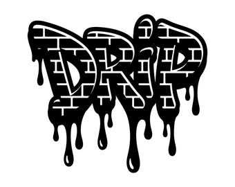 Drip Graffiti SVG - Urban Streetwear Hip Hop Fashion Brick Pattern Melting Text Printable Cut File Art, Instant Download, Commercial Use