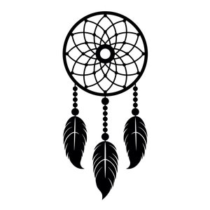 Łapacz snów SVG - Native American Feathers Charm Silhouette Clip Art Wytnij plik, natychmiastowe pobranie, użycie komercyjne, svg png jpg eps pdf