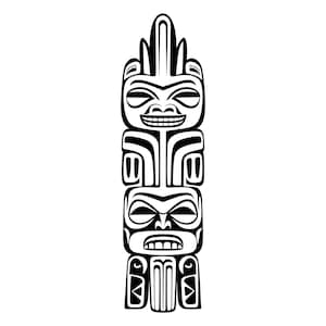 Totem Pole SVG - Indigenous Wood Carving Monument Silhouette Clip Art Cut File, Instant Download, Commercial Use, svg png jpg eps pdf