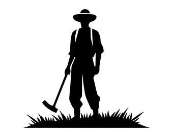 Farmer SVG - Farm Hand Field Worker Rancher Gardener Silhouette Clip Art Cut File, Instant Download, Commercial Use, svg png jpg eps pdf
