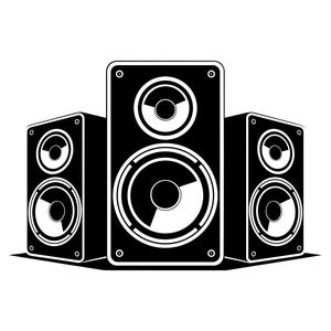 Alto-falantes SVG - Equipamento de áudio Música ao vivo Subwoofer estéreo Arquivo de corte de clip art para impressão, download instantâneo, uso comercial, svg png jpg eps pdf