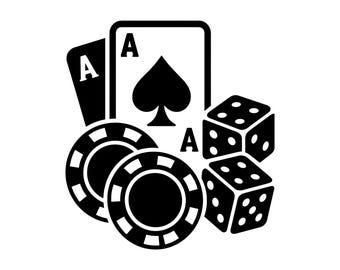 Casino Night SVG - Poker Chips Playing Cards Dice Gambling Party Game Night Printable Cut File, Instant Download, Commercial Use