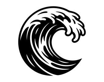 Ocean Wave SVG - Surf Boarding Beach House Decor Nautical Art Summer Vacation Printable Cut File Art, Instant Download, Commercial Use