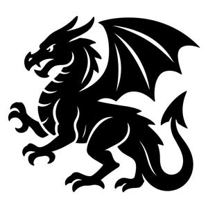 Drago SVG - Creatura fantasy, bestia mitologica, silhouette medievale, file di taglio stampabile, download immediato, uso commerciale