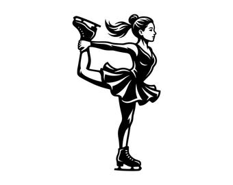 Figure Skater SVG - Ice Skating Winter Sports Skating Coach Ice Dance Girl Athlete Printable Cut File, Instant Download, Commercial Use