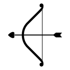 Pijl en boog hart SVG, hart pijl silhouet, Valentijnsdag pijl clipart, hart pijl gesneden bestand, pijl en boog png, Valentijnsdag pijl overzicht