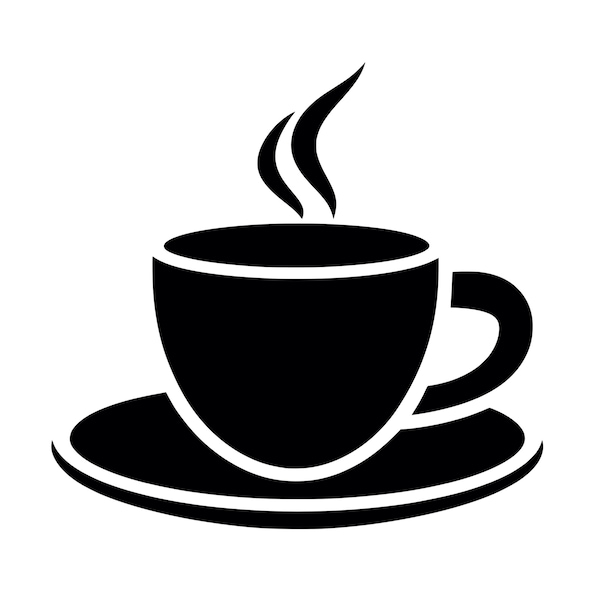 Tasse à café SVG - Cappuccino Cafe Cup Saucer Tea Cup Silhouette Clipart Cut File, Instant Download, Commercial Use, svg jpg png eps pdf