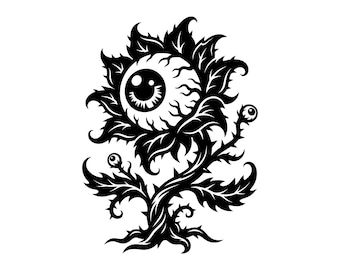 Eyeball Plant SVG - Spooky Flower Halloween Monster Gothic Garden Horror Plant Printable Cut File, Instant Download, Commercial Use