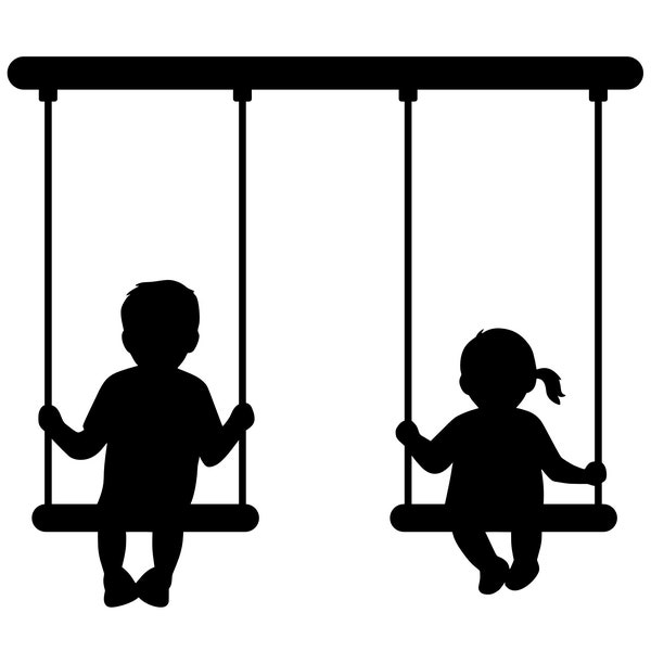 Swing Set SVG - Kids Playground Swings Childhood Silhouette Clip Art Cut File, Téléchargement instantané, Utilisation commerciale, svg png jpg eps pdf