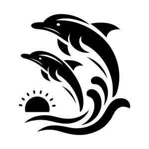 Dauphins SVG - Dauphins sautant océan plage animaux marins Silhouette Clip Art couper fichier, téléchargement immédiat, usage commercial, svg png jpg eps pdf