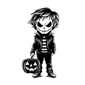 Halloween Kid SVG - Trick or Treater Creepy Halloween Kid Silhouette Clipart Cut File, Instant Download, Commercial Use, svg jpg png eps pdf