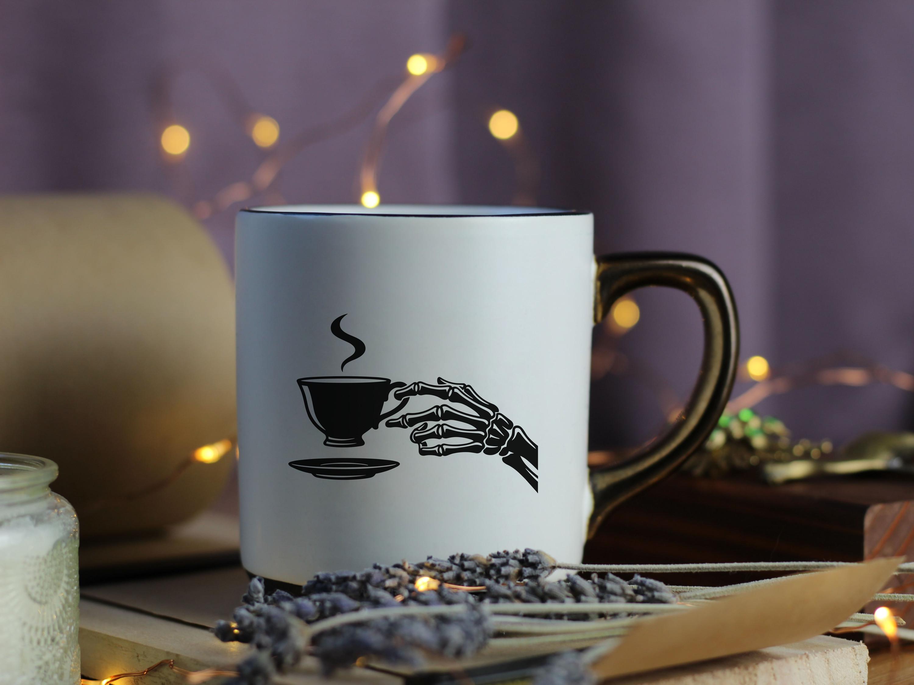 Skeleton Hand Tea SVG - Gothic Morning Coffee Macabre Kitchen Dark ...