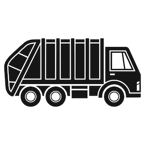 Garbage Truck SVG - Rubbish Pickup Waste Collection Trash Printable Clip Art Cut File, Instant Download, Commercial Use, png jpg eps pdf