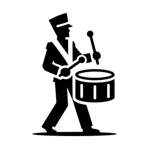 Marscherande trummis SVG - Marschband Drum Major Virveltrumma Utskrivbar Clip Art Klippfil, Omedelbar Nedladdning, Kommersiellt Bruk, png jpg eps pdf