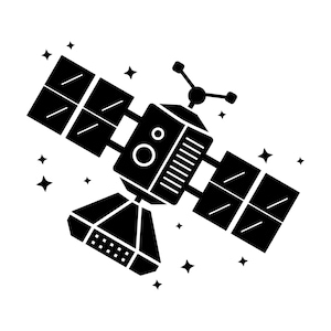 Satellite SVG - Spazio in orbita Satellite Veicolo spaziale Clip Art stampabile File di taglio, download immediato, uso commerciale, svg png jpg eps pdf