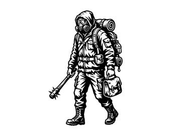 Gas Mask SVG - Post Apocalypse Wasteland Doomsday Prepper Survival Gear Soldier Printable Cut File, Instant Download, Commercial Use