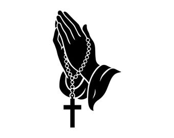 Praying Hands SVG - Faith Religion Rosary Cross Prayer Christian Art Printable Cut File, Instant Download, Commercial Use