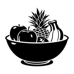 Fruit Bowl SVG - Mela, Banana, Ananas, Cibo Sano, ClipArt Stampabile, File Tagliato, Download Istantaneo, Uso Commerciale, SVG PNG JPG EPS pdf