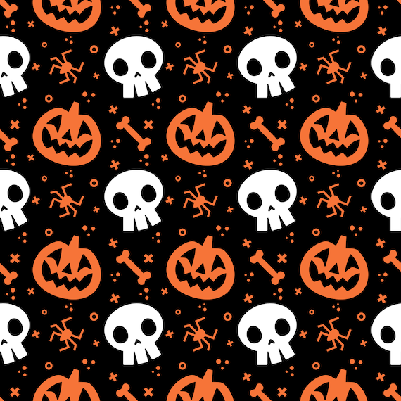 Download Halloween Pattern Seamless Digital Paper Black White Jack O Lantern Skull Clip Art Repeating Background Tile Design Svg Eps Pdf Png Files