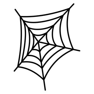 Op de afbeelding: Een zwart-witte illustratie van een spinnenweb.
