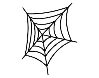 May include: A black and white illustration of a spider web.