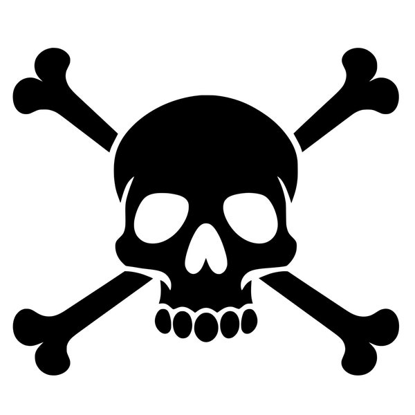 Skull and Crossbones SVG - Jolly Roger Pirate Skull Silhouette Clipart Cut File, Instant Download, Commercial Use, svg jpg png eps pdf