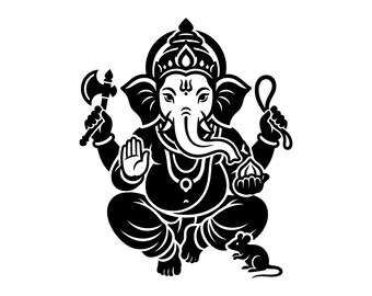 Lord Ganesha SVG - Dios hindú, deidad elefante, espiritual, yoga, Diwali, archivo de corte imprimible, descarga instantánea, uso comercial.