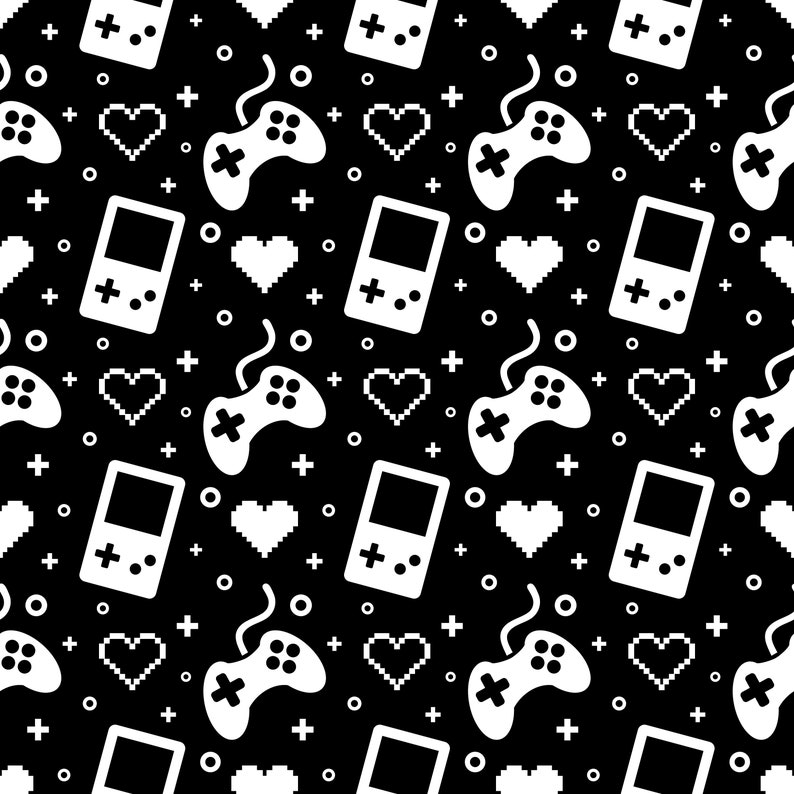 Gaming pattern seamless video game digital paper black white  etsy Gaming pattern seamless video game digital paper black white  etsy