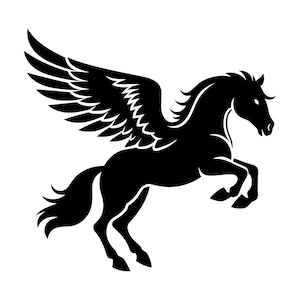 Mythical Winged Horse SVG - Pegasus Flying Horse Creature Silhouette Clipart Cut File, Instant Download, Commercial Use, svg jpg png eps pdf