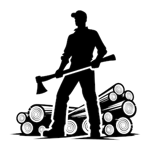 Lumberjack SVG - Arborist Logger Lumberman Woodsman Axe Silhouette Clip Art Cut File, Instant Download, Commercial Use, svg png jpg eps pdf