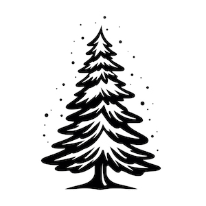 Albero di pino innevato SVG - Albero di Natale invernale con neve caduta Clip Art stampabile File di taglio, download immediato, uso commerciale, svg png jpg eps pdf
