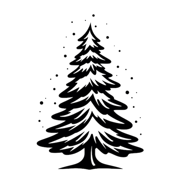 Snowy Pine Tree SVG - Winter Christmas Tree Snow Fall Printable Clip Art Cut File, Instant Download, Commercial Use, svg png jpg eps pdf