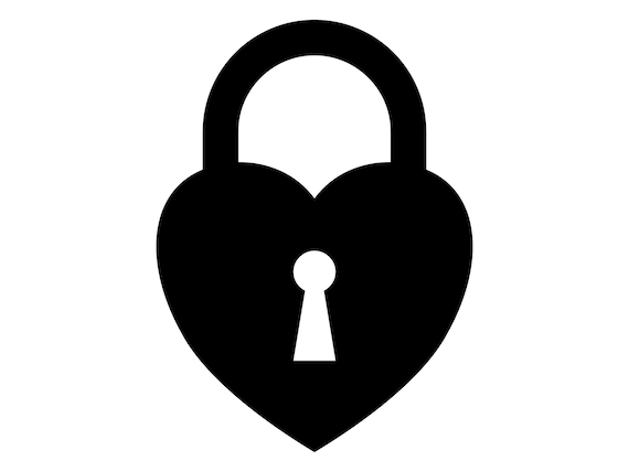 Heart Lock SVG, Locked Heart Silhouette, Valentines Clipart, Heart