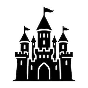 Castle Silhouette SVG - Medieval Castle Tower Kingdom Fairy Tale Magical Fantasy Printable Cut File, Instant Download, Commercial Use