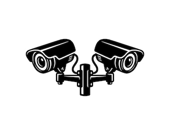 Archivo SVG para cámara de seguridad - Sistema de alarma de videovigilancia CCTV, archivo de corte imprimible, descarga instantánea, uso comercial.