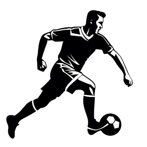 Soccer Player SVG, Soccer Silhouette, English Football Clipart, Soccer Player Cut File, Sport Player Outline, Printable, Commercial Use