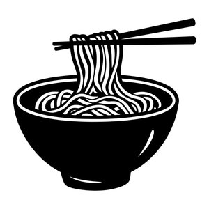 Noodles SVG - Bowl of Noodles Ramen Asian Cuisine Food Silhouette Clip Art Cut File, Instant Download, Commercial Use, svg png jpg eps pdf