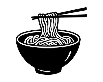 Noodles SVG - Bowl of Noodles Ramen Asian Cuisine Food Silhouette Clip Art Cut File, Instant Download, Commercial Use, svg png jpg eps pdf