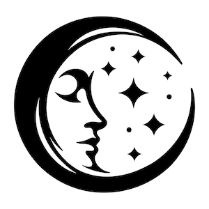 Croissant de lune SVG - cycle lunaire ciel nocturne étoiles célestes imprimable Clip Art coupe fichier, téléchargement immédiat, usage commercial, png jpg eps pdf