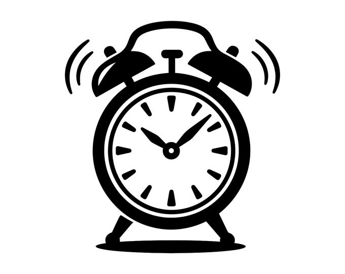 Buy Alarm Clock Clipart Black and White PNG and JPG Online in India - Etsy