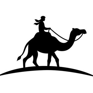Silhouette di un viaggiatore del deserto con cammello SVG - Clip Art File di taglio, download immediato, uso commerciale, svg png jpg eps pdf